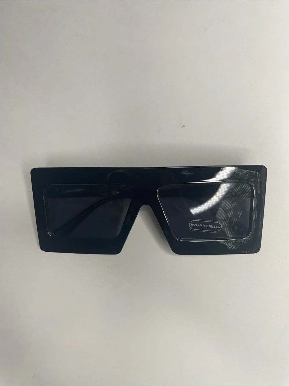 Bold Rectangular Black Sunglasses - Oversized Fashion Shades